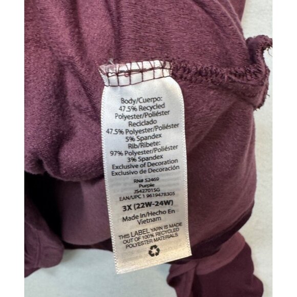 Joyspun Womens Velour Pullover Sweatshirt Burgundy Gold Joy Embroidery 2X/3X - Picture 12 of 12